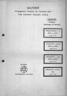 Prontor Vario manual. Camera Instructions.